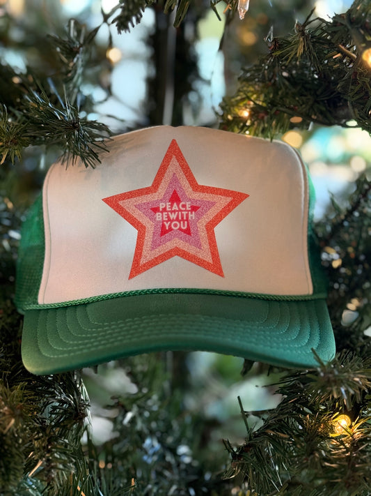 Peace Be With You Star - Green/White Trucker